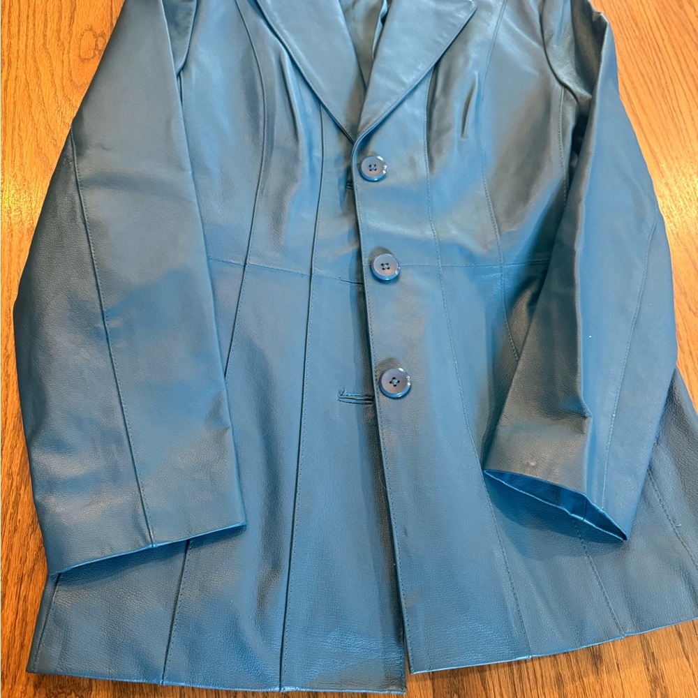Worthington Teal Leather Jacket
